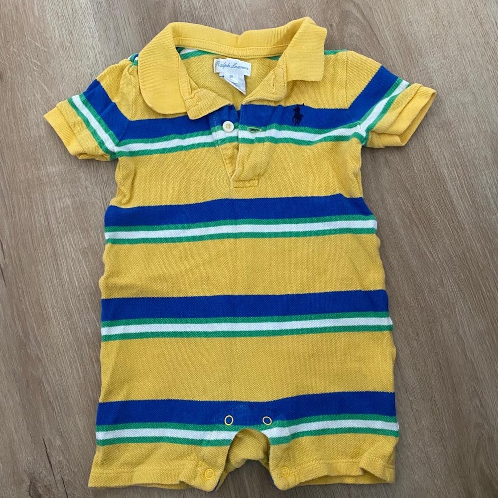 Polo Ralph Lauren shortalls onesie with collar 9 months